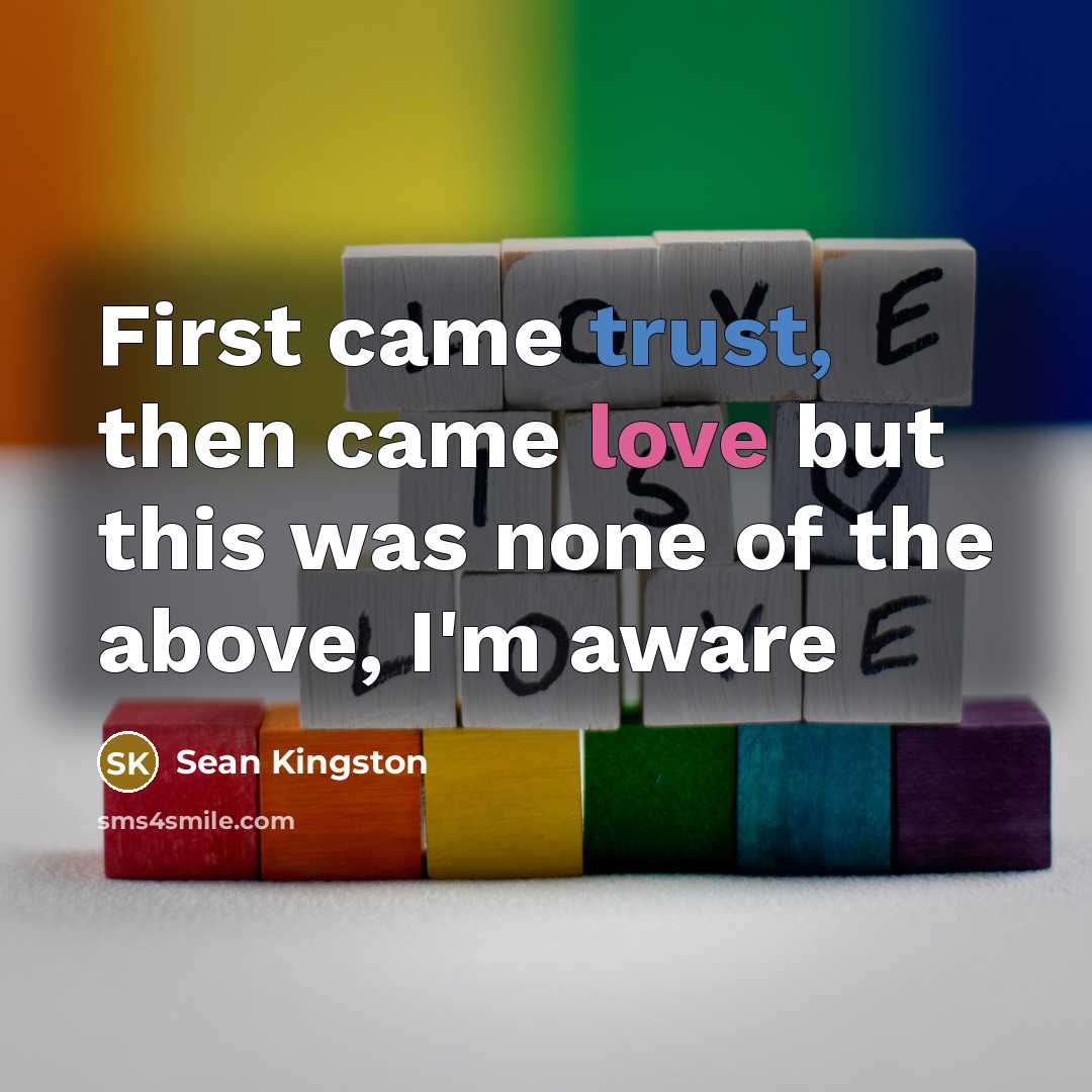 “First came trust, then came love but this was none…” quote by Sean Kingston