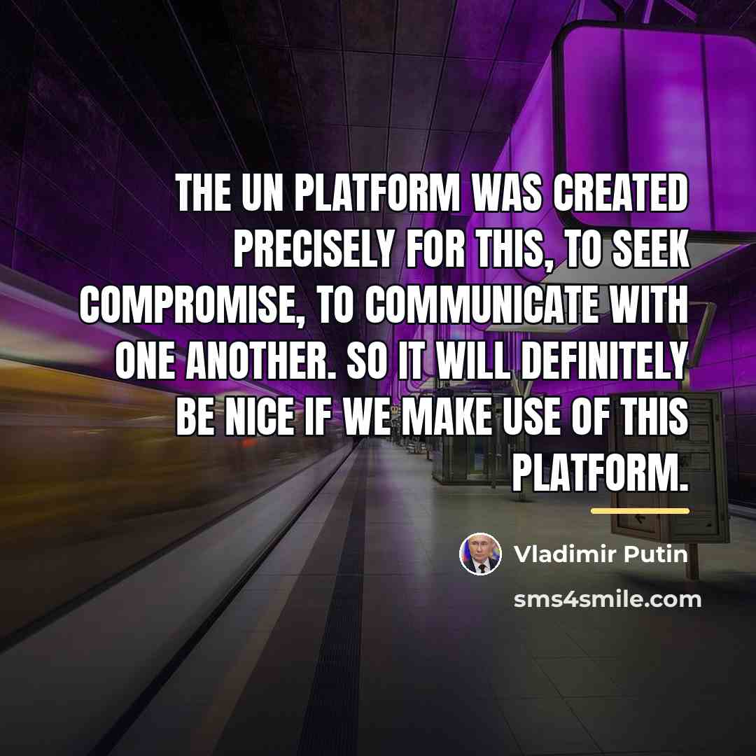 “The UN platform was created precisely for this, to seek…” quote by Vladimir Putin