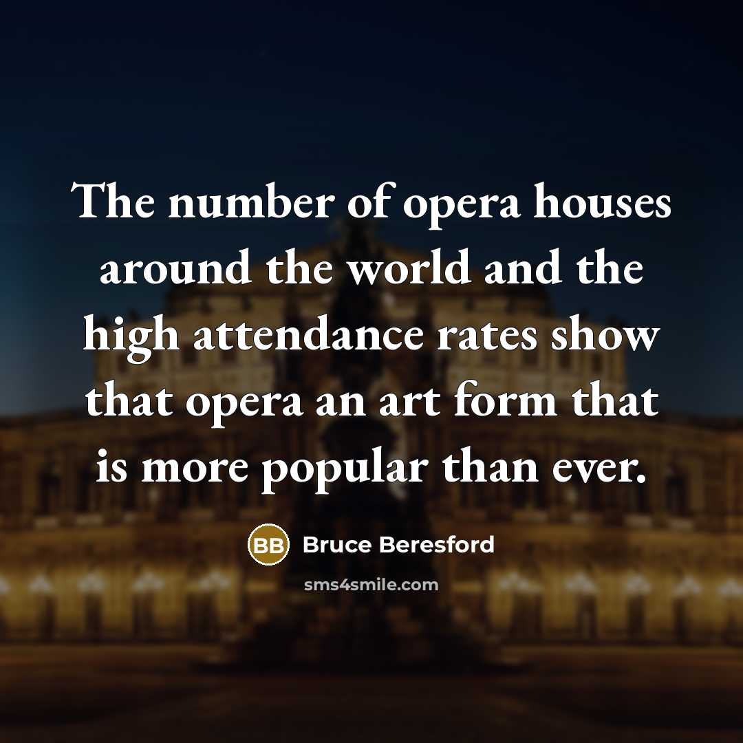 “The number of opera houses around the world and the…” quote by Bruce Beresford