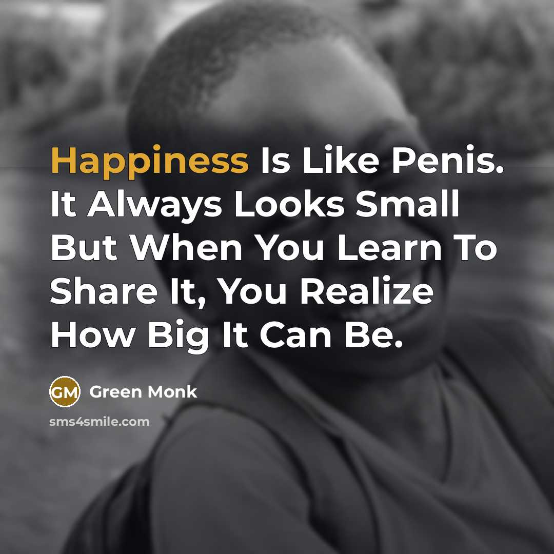 “Happiness Is Like Penis. It Always Looks Small But When…” quote by Green Monk