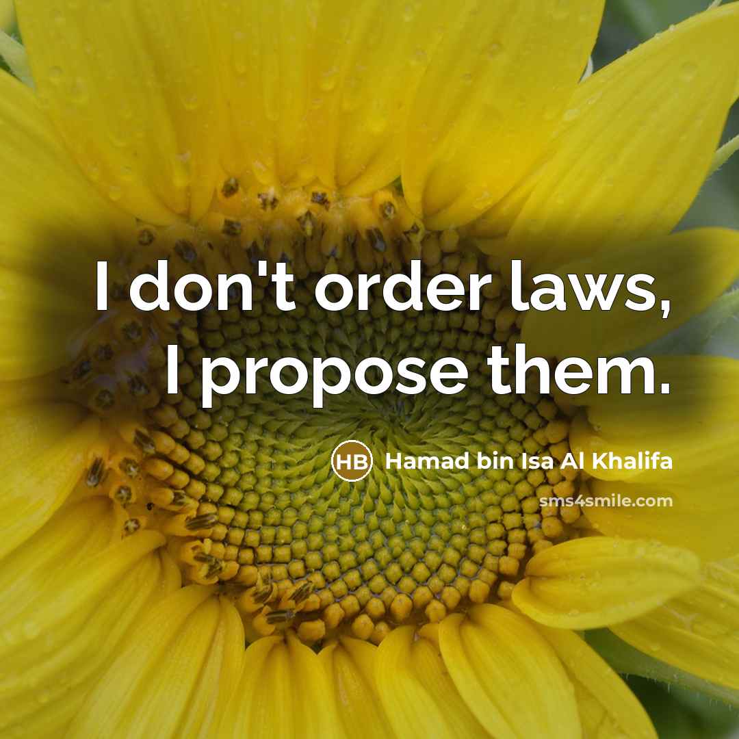 “I don't order laws, I propose them.…” quote by Hamad bin Isa Al Khalifa