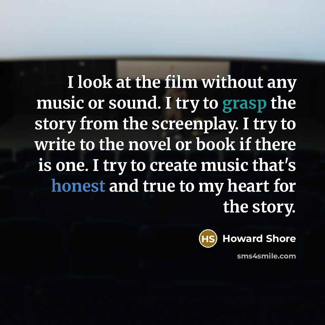 “I look at the film without any music or sound.…” quote by Howard Shore