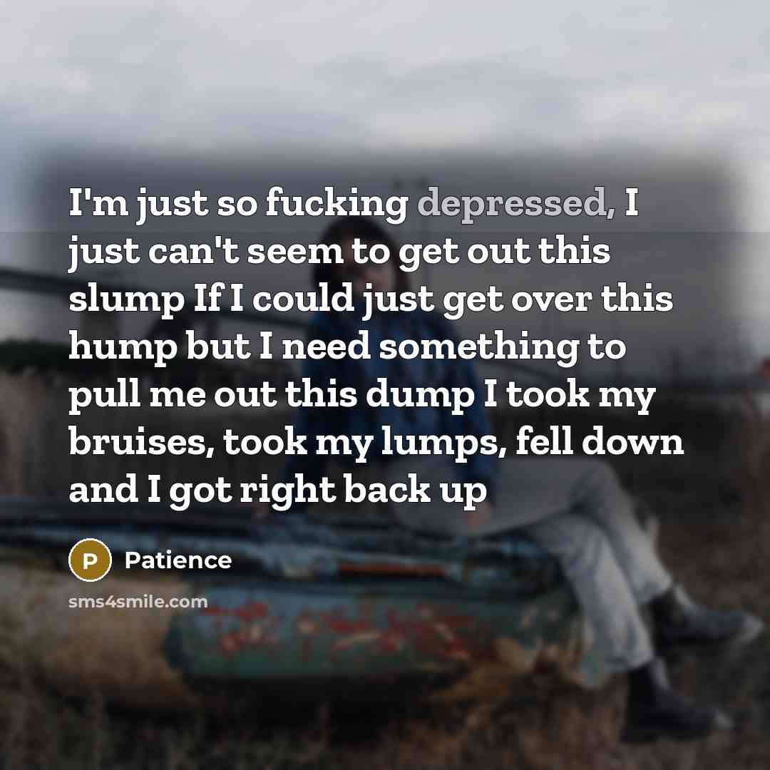“I'm just so fucking depressed, I just can't seem to…” quote by Patience