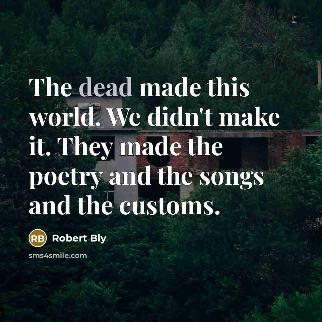 “The dead made this world. We didn't make it. They…” quote by Robert Bly