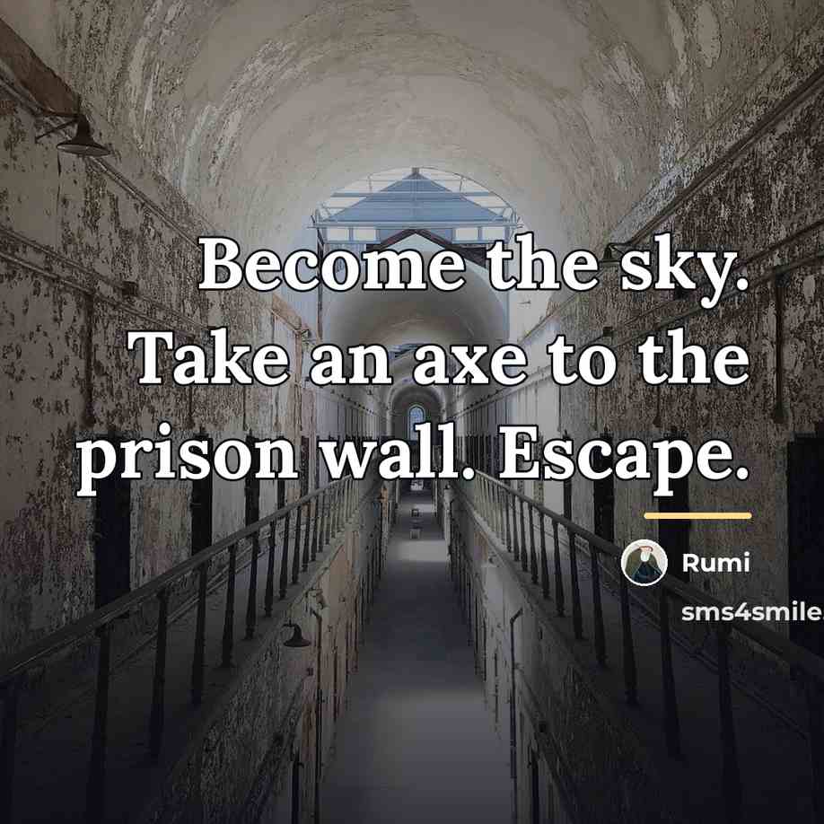 “Become the sky. Take an axe to the prison wall.…” quote by Rumi