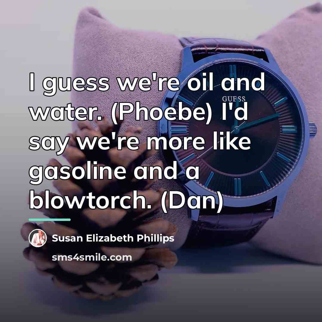 “I guess we're oil and water. (Phoebe) I'd say we're…” quote by Susan Elizabeth Phillips