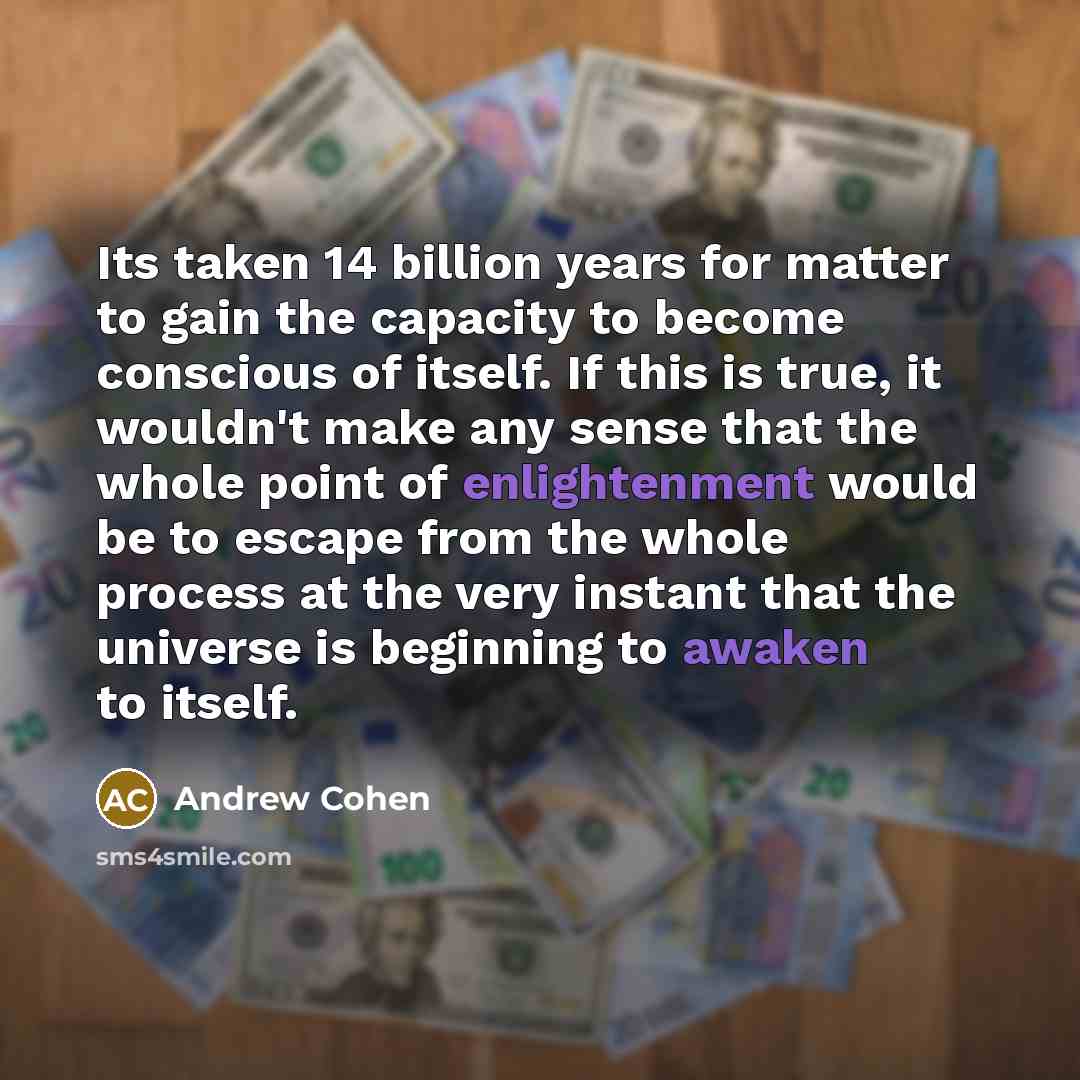 “Its taken 14 billion years for matter to gain the…” quote by Andrew Cohen
