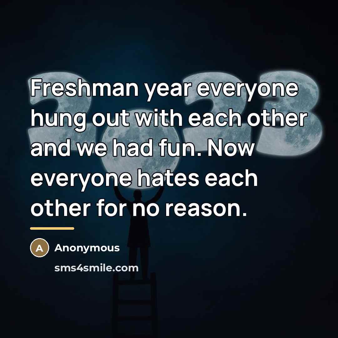 “Freshman year everyone hung out with each other and we…” quote by Anonymous