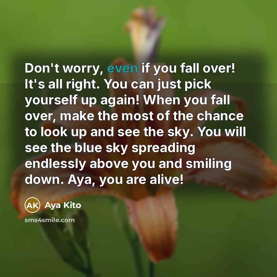 “Don't worry, even if you fall over! It's all right.…” quote by Aya Kito