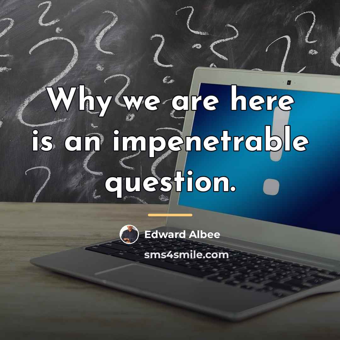 “Why we are here is an impenetrable question.…” quote by Edward Albee