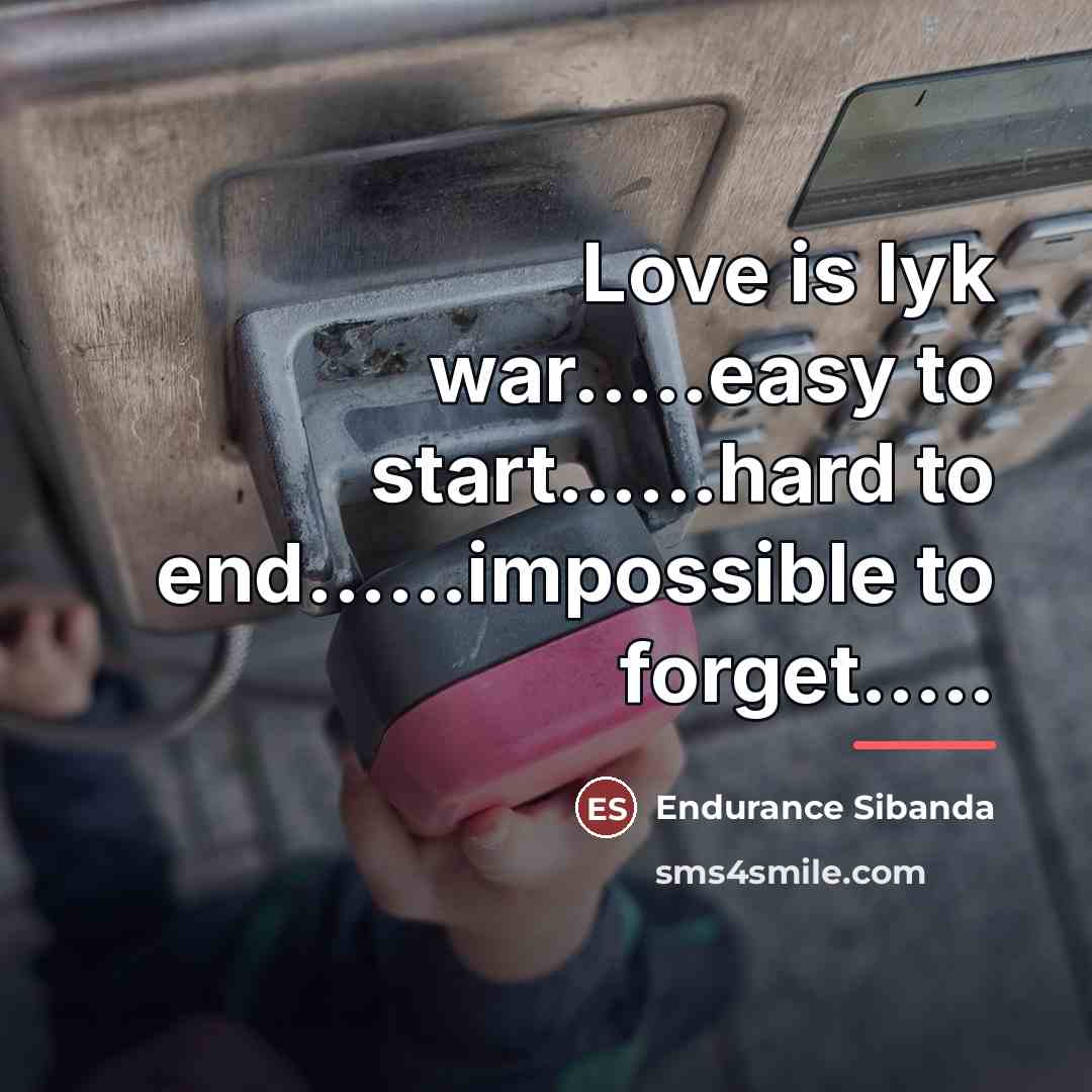 “Love is lyk war.....easy to start......hard to end......impossible to forget.....…” quote by Endurance Sibanda