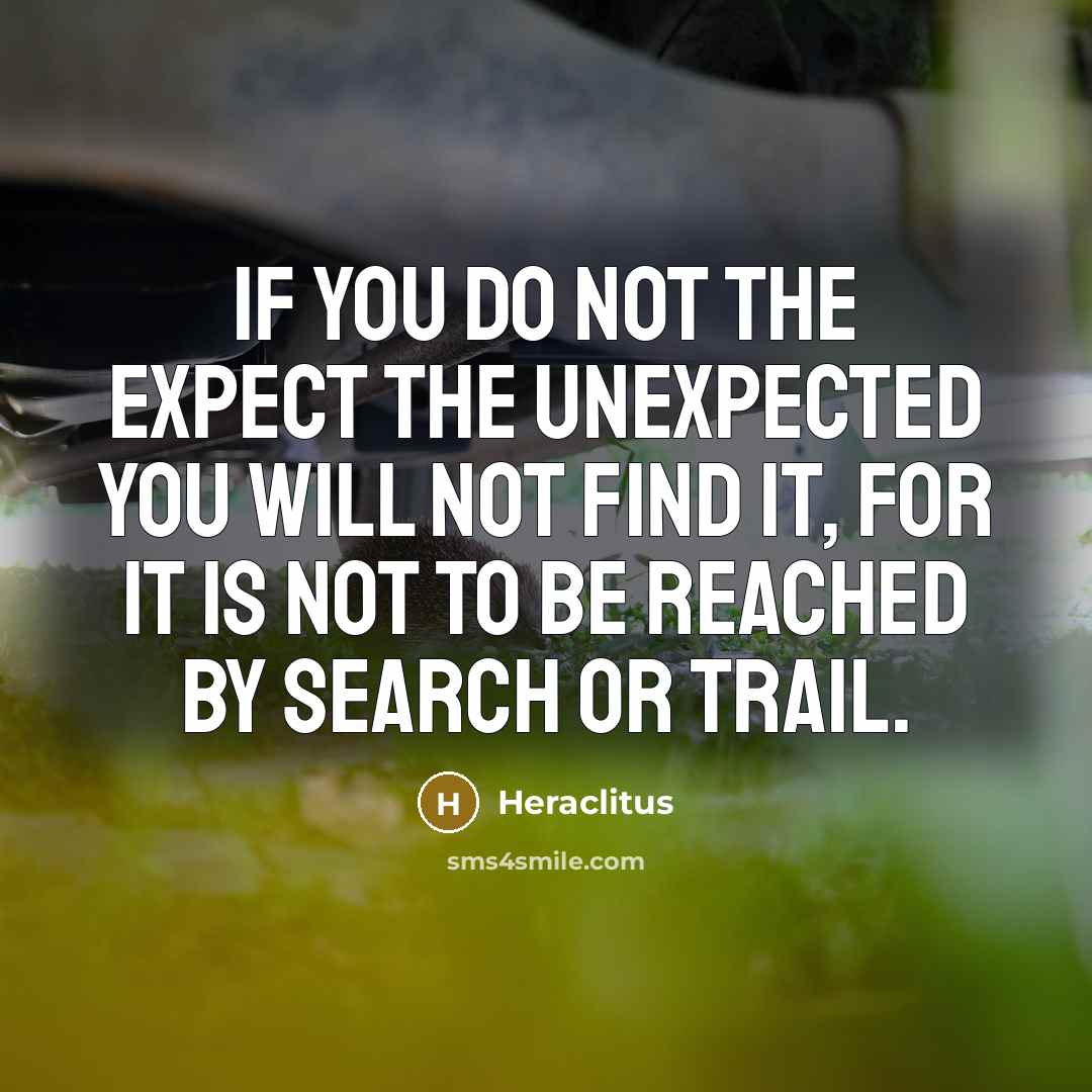 “If you do not the expect the unexpected you will…” quote by Heraclitus