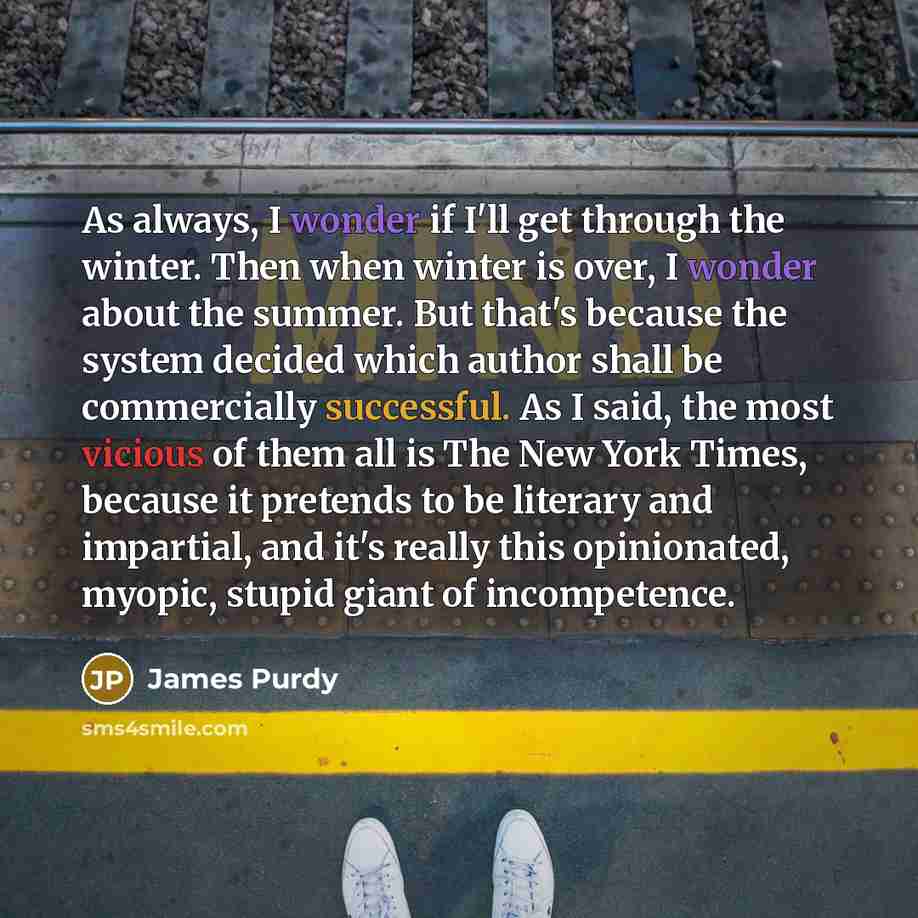 “As always, I wonder if I'll get through the winter.…” quote by James Purdy