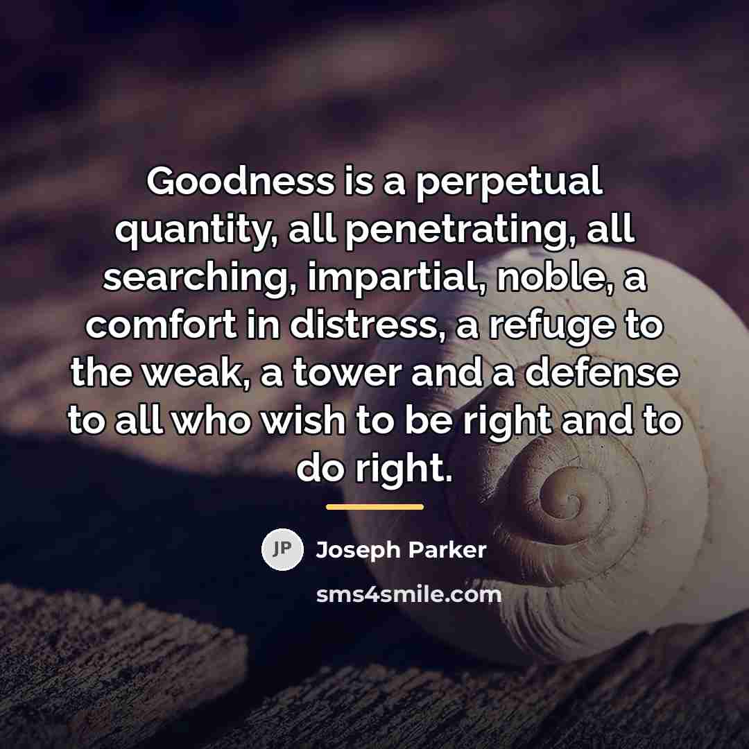 “Goodness is a perpetual quantity, all penetrating, all searching, impartial,…” quote by Joseph Parker