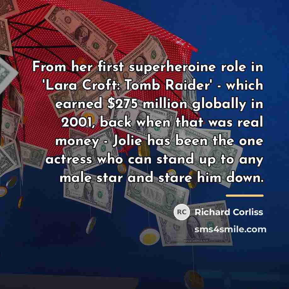 “From her first superheroine role in 'Lara Croft: Tomb Raider'…” quote by Richard Corliss