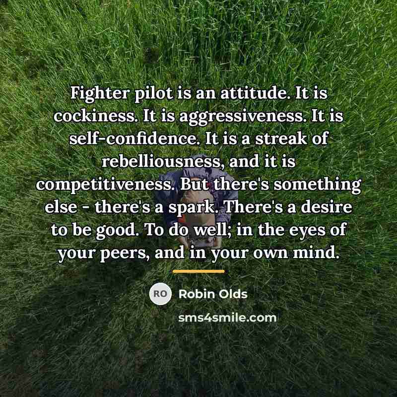 “Fighter pilot is an attitude. It is cockiness. It is…” quote by Robin Olds