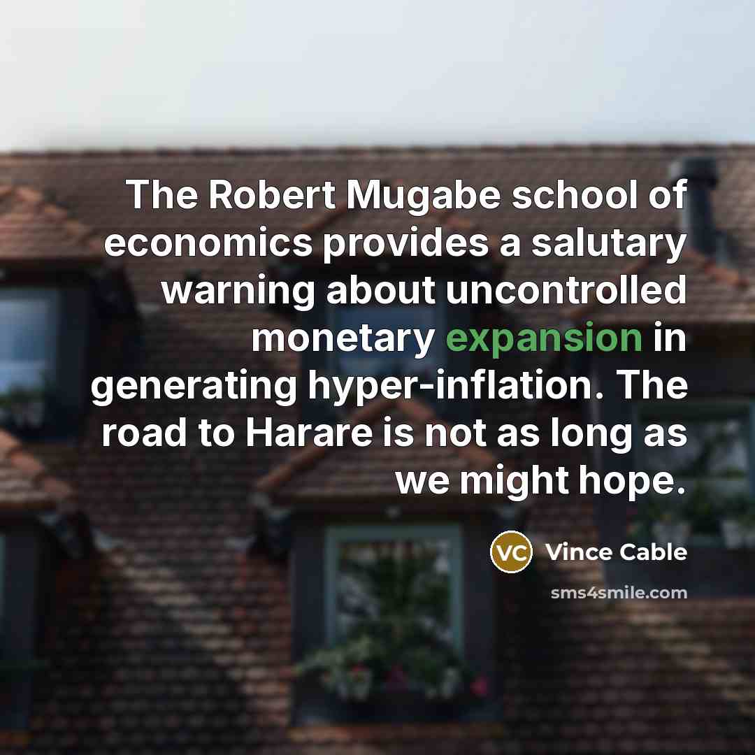 “The Robert Mugabe school of economics provides a salutary warning…” quote by Vince Cable