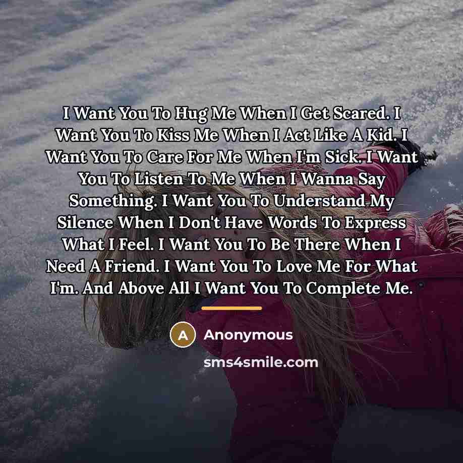 “I Want You To Hug Me When I Get Scared.…” quote by Anonymous