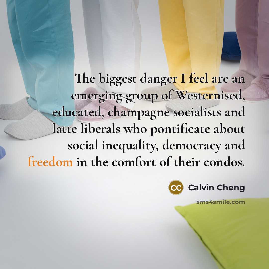 “The biggest danger I feel are an emerging group of…” quote by Calvin Cheng