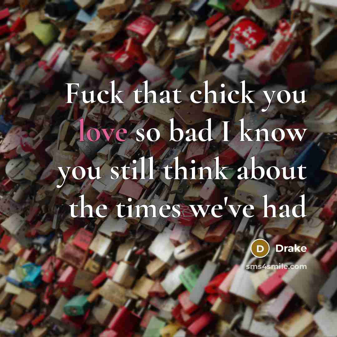 “Fuck that chick you love so bad I know you…” quote by Drake