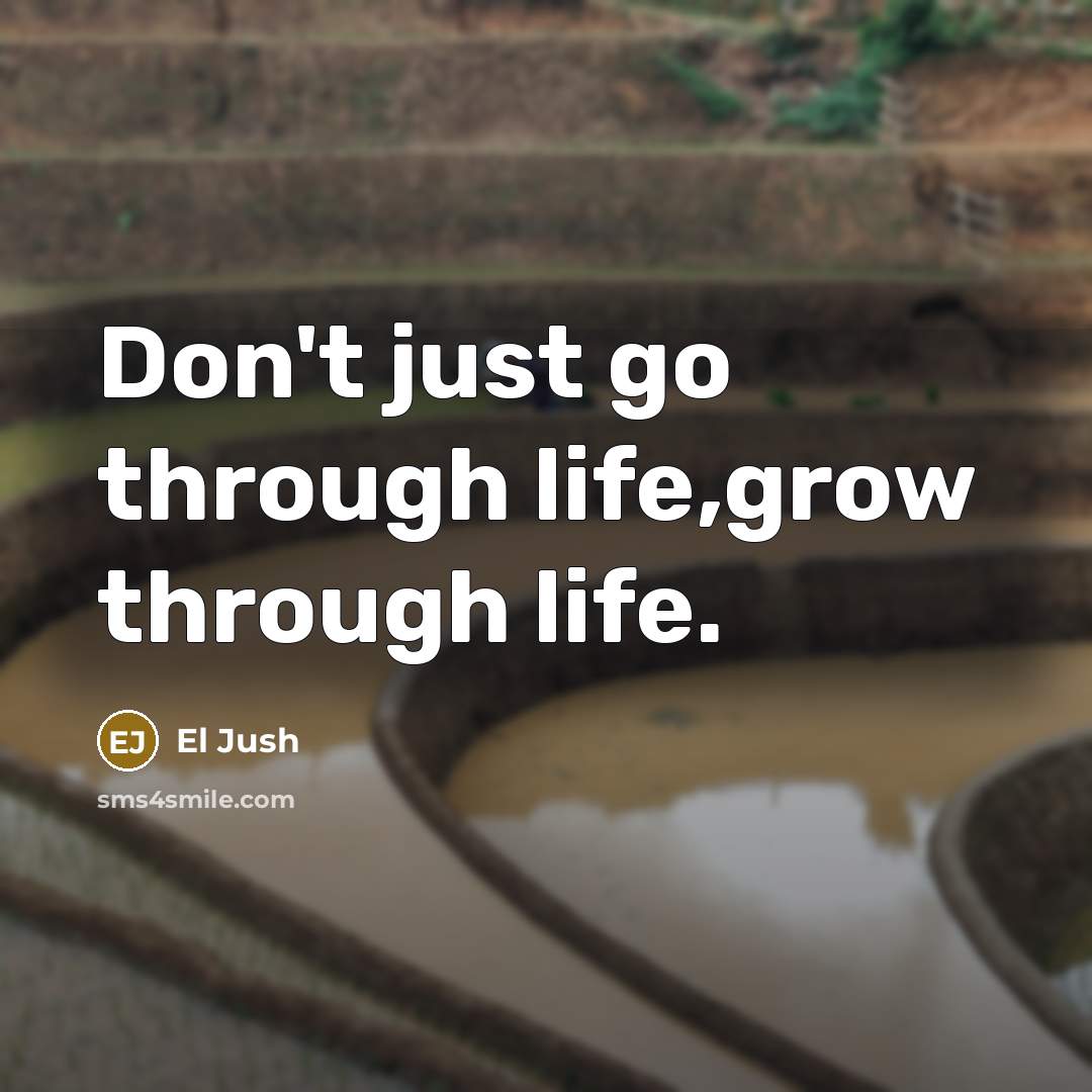 “Don't just go through life,grow through life.…” quote by El Jush
