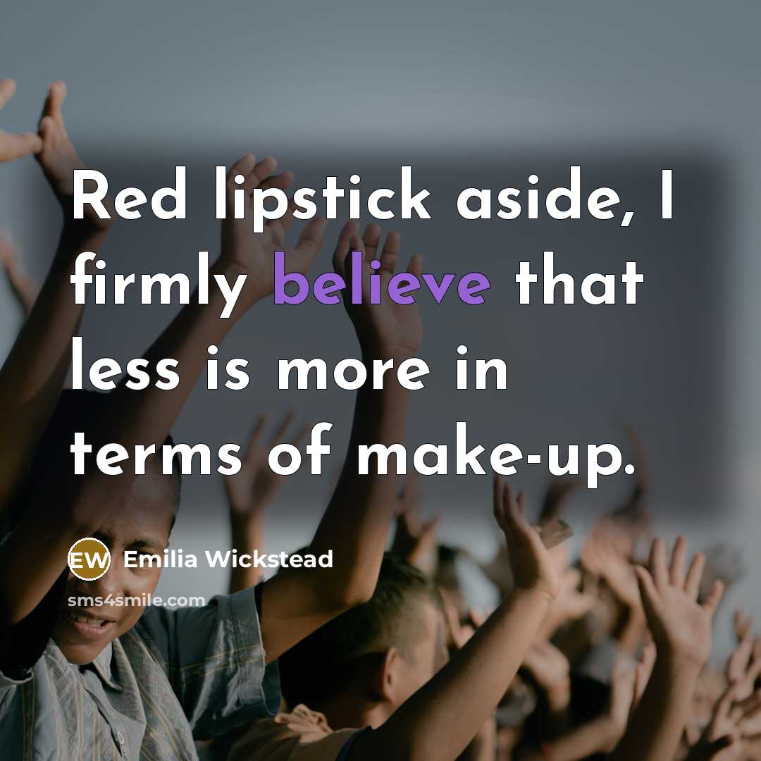 “Red lipstick aside, I firmly believe that less is more…” quote by Emilia Wickstead