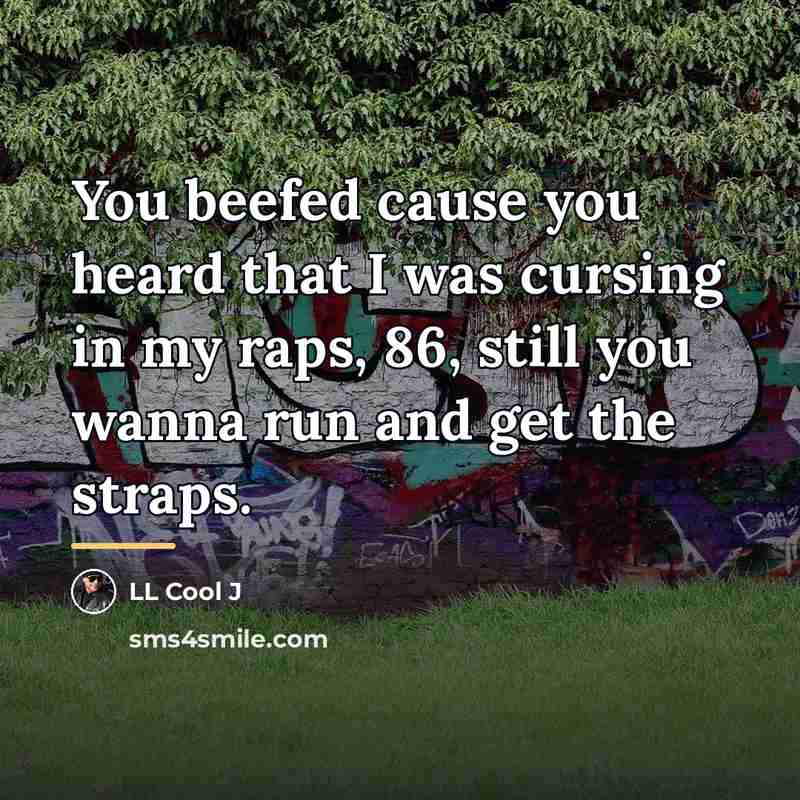 “You beefed cause you heard that I was cursing in…” quote by LL Cool J