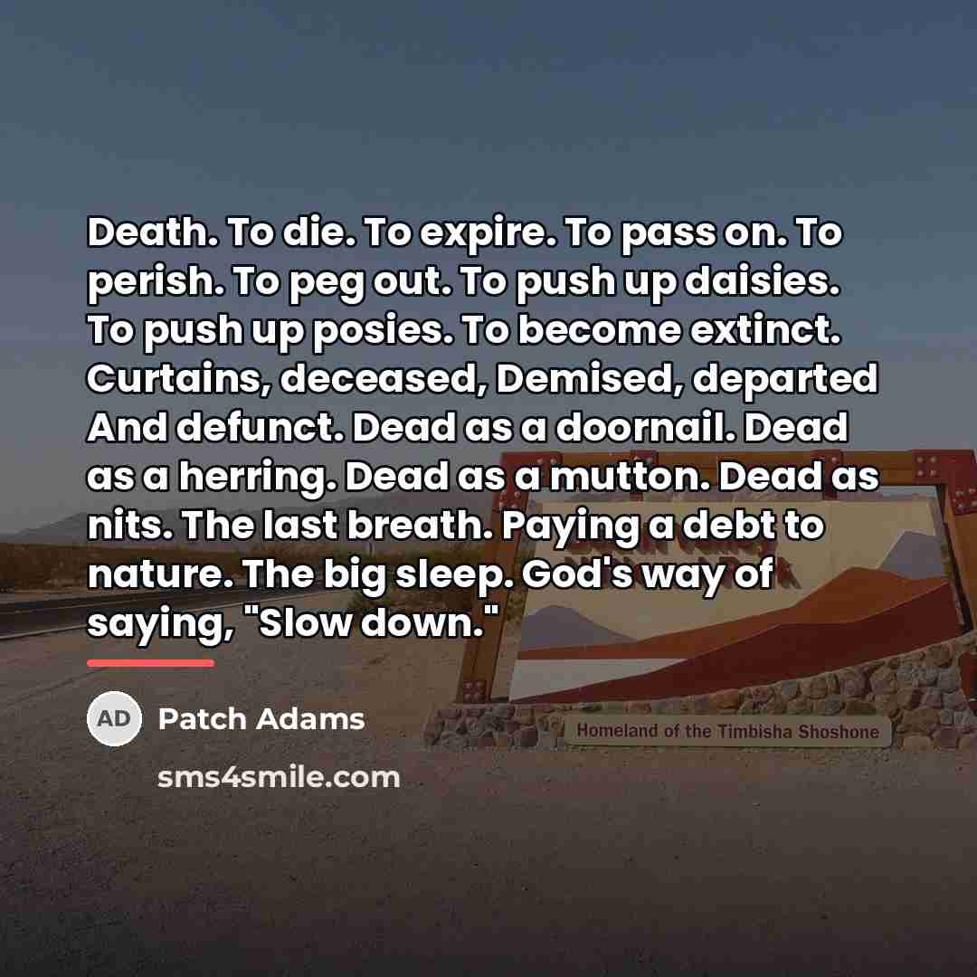 “Death. To die. To expire. To pass on. To perish.…” quote by Patch Adams