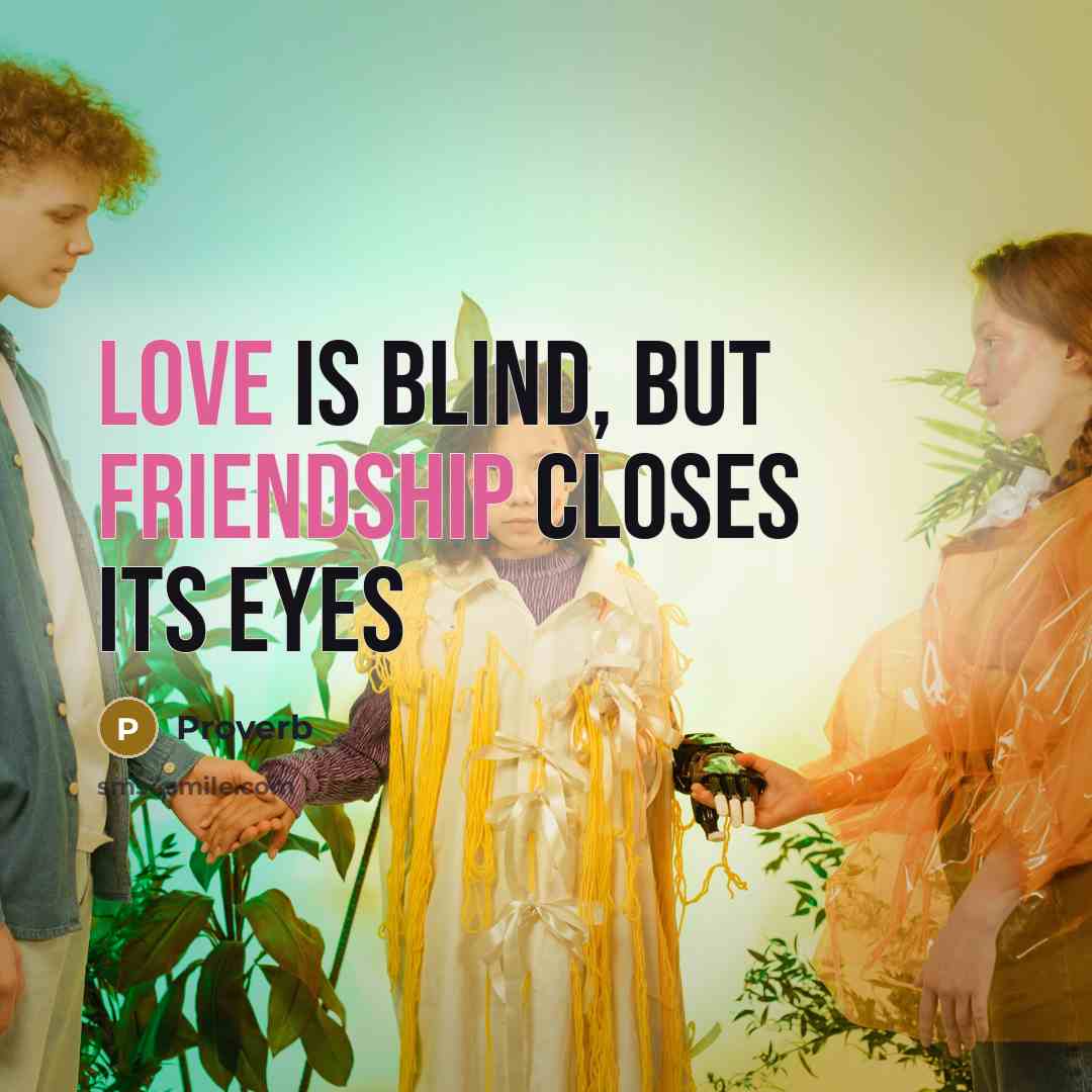 “Love is blind, but friendship closes its eyes” quote by Proverb