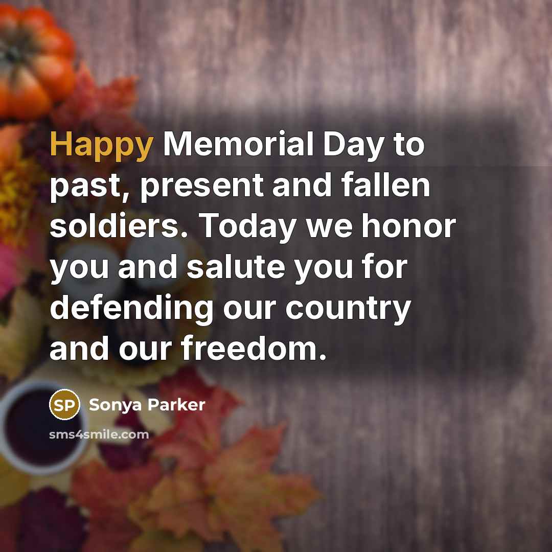 “Happy Memorial Day to past, present and fallen soldiers. Today…” quote by Sonya Parker