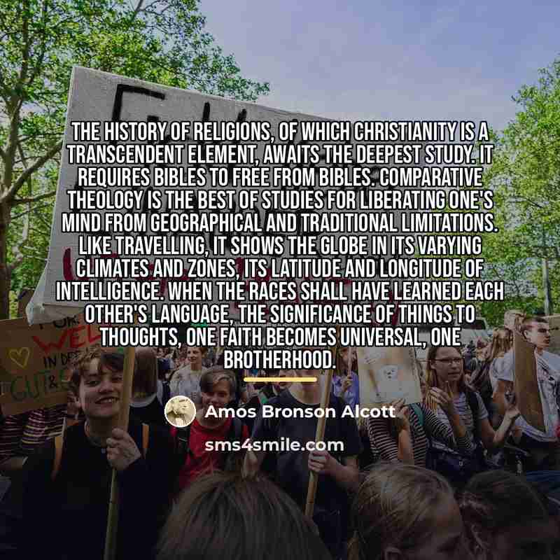 “The history of religions, of which Christianity is a transcendent…” quote by Amos Bronson Alcott