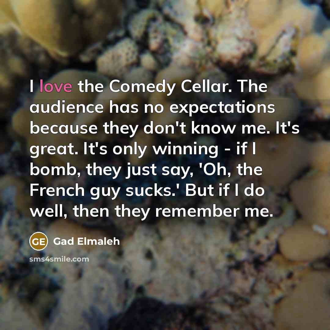 “I love the Comedy Cellar. The audience has no expectations…” quote by Gad Elmaleh