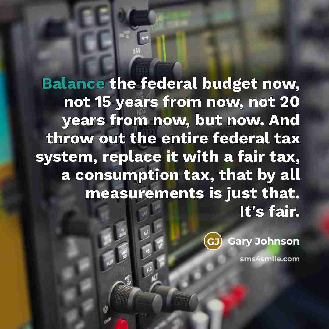 “Balance the federal budget now, not 15 years from now,…” quote by Gary Johnson