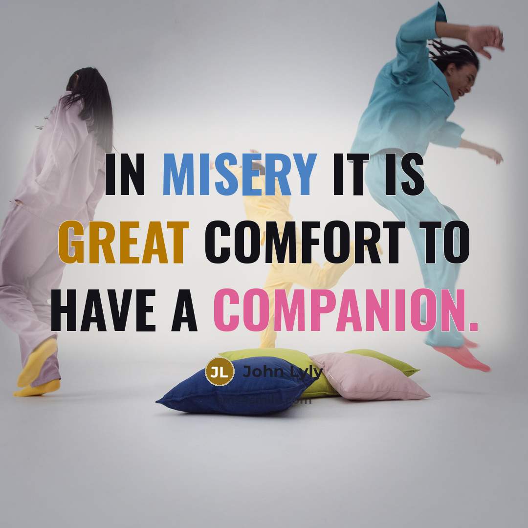 “In misery it is great comfort to have a companion.…” quote by John Lyly