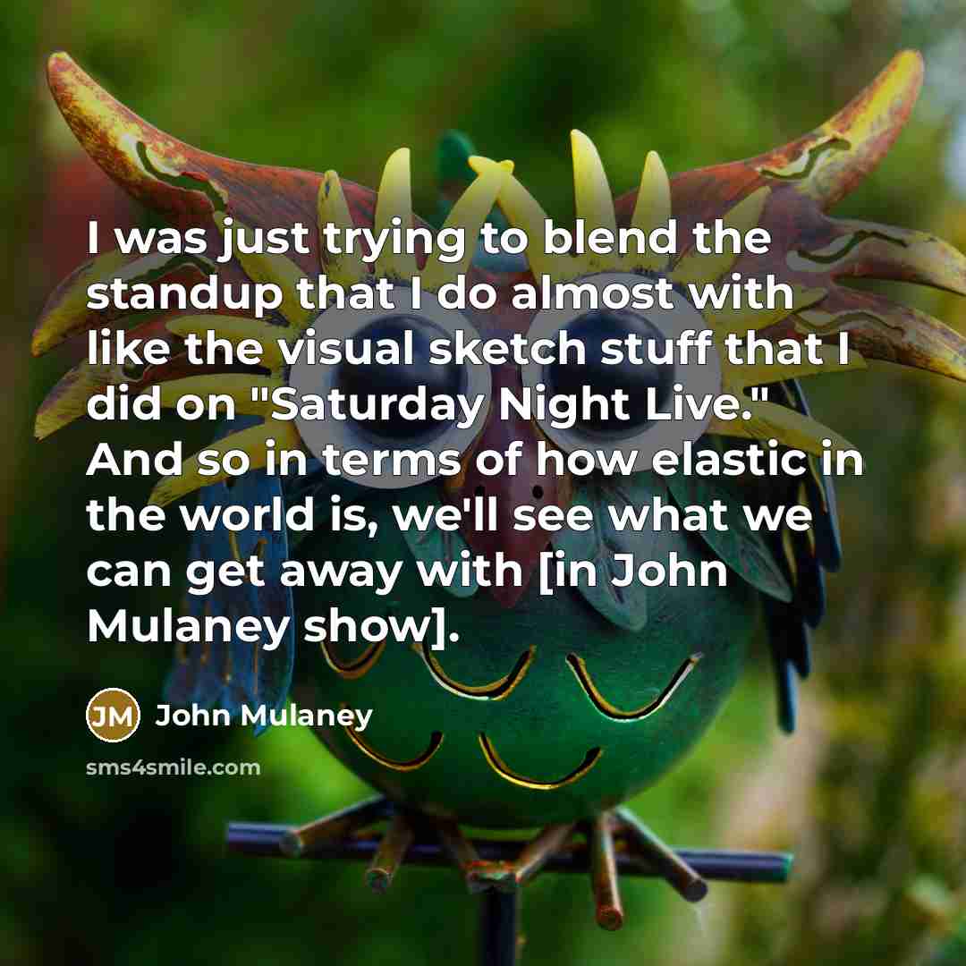 “I was just trying to blend the standup that I do almost with like the visual sketch stuff that I did on "Saturday Night Live." And so in terms of how elastic in the world is, we'll see what we can get away with [in John Mulaney show].” quote by John Mulaney