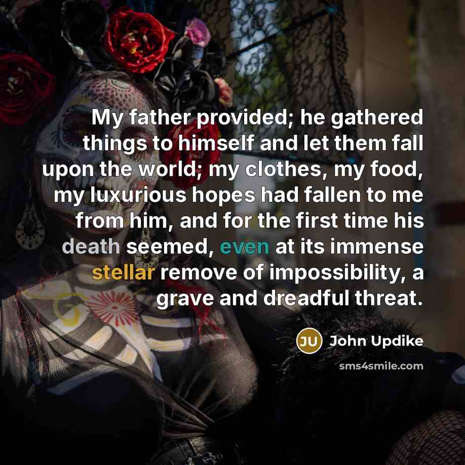 “My father provided; he gathered things to himself and let…” quote by John Updike