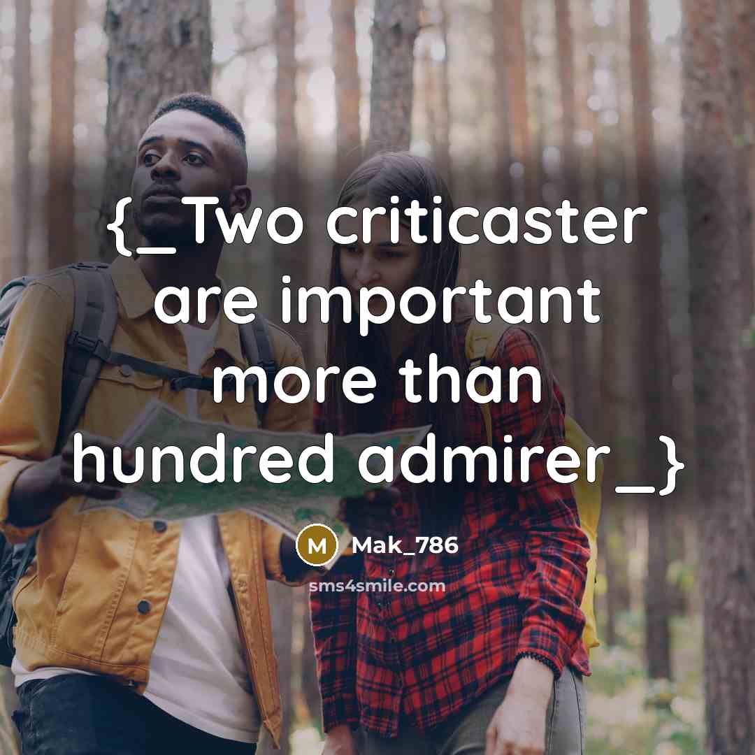“{_Two criticaster are important more than hundred admirer_}…” quote by Mak_786
