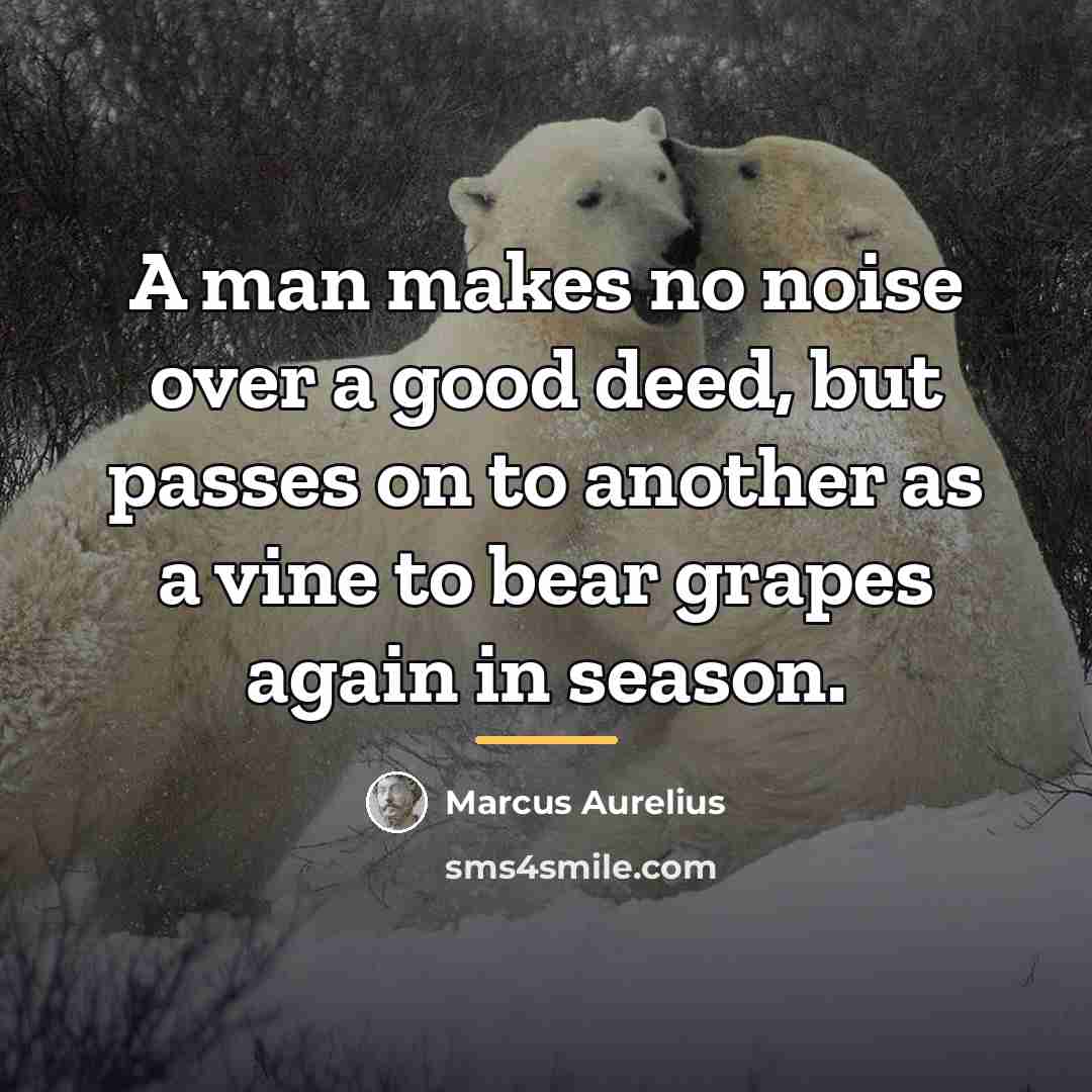 “A man makes no noise over a good deed, but…” quote by Marcus Aurelius