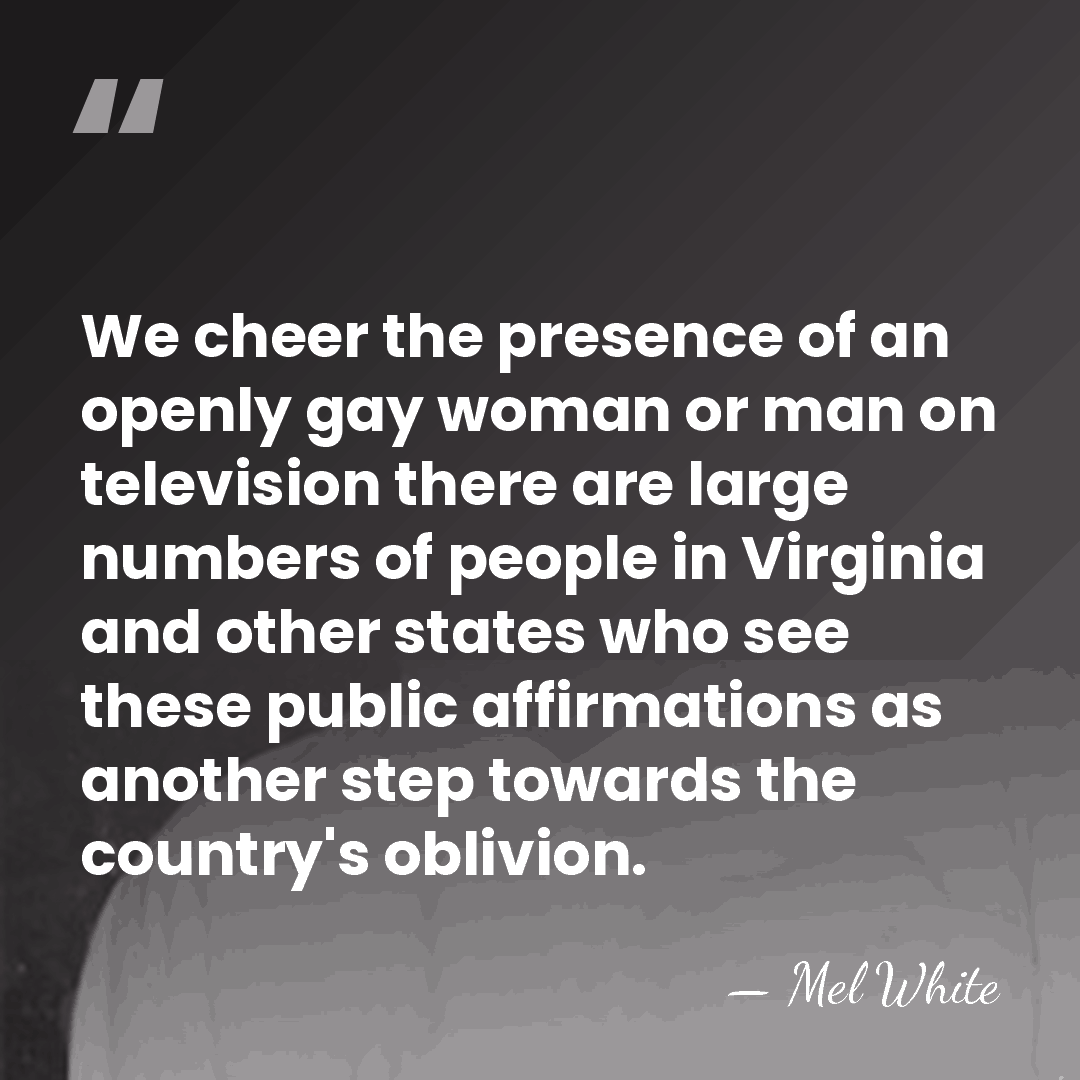 We cheer the presence of an openly gay woman or man on&hellip; - Mel White