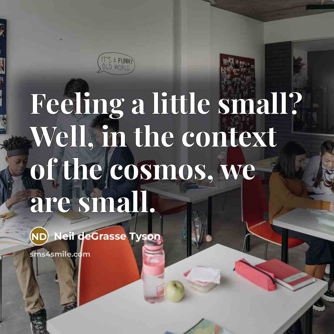 “Feeling a little small? Well, in the context of the…” quote by Neil deGrasse Tyson