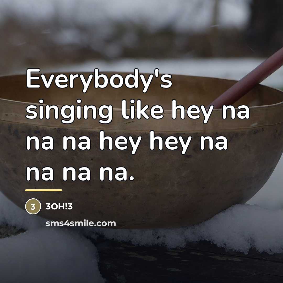 “Everybody's singing like hey na na na hey hey na…” quote by 3OH!3