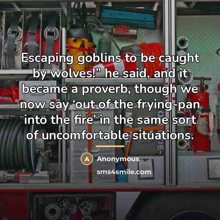 “Escaping goblins to be caught by wolves!” he said, and…” quote by Anonymous