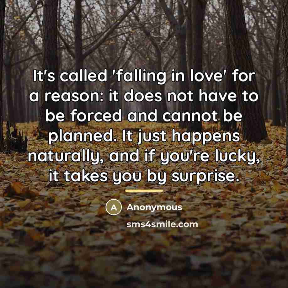“It's called 'falling in love' for a reason: it does…” quote by Anonymous