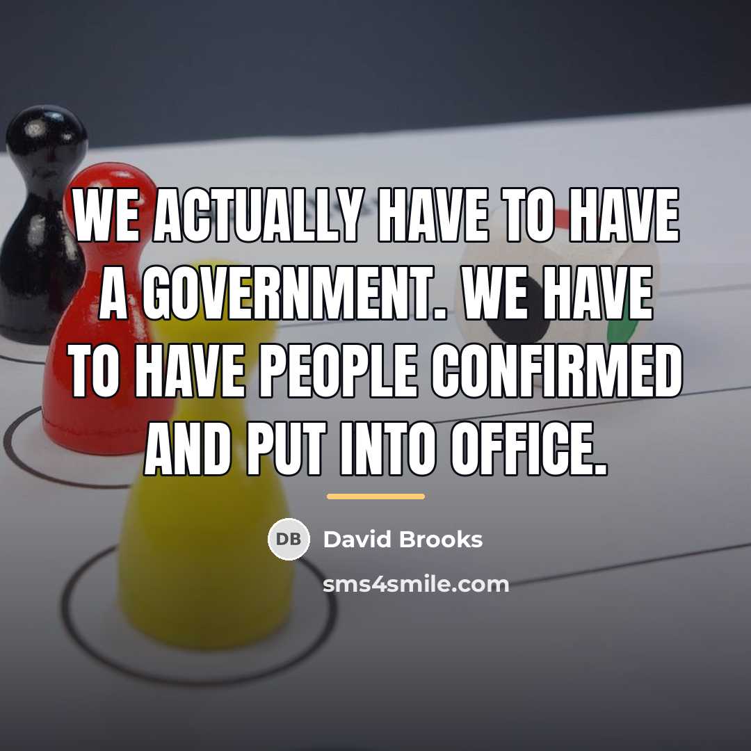 “We actually have to have a government. We have to…” quote by David Brooks