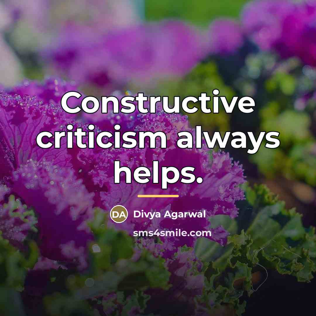 “Constructive criticism always helps.…” quote by Divya Agarwal