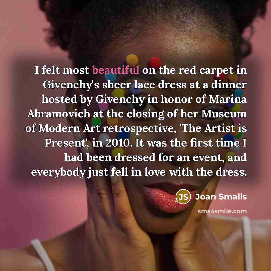 “I felt most beautiful on the red carpet in Givenchy's…” quote by Joan Smalls