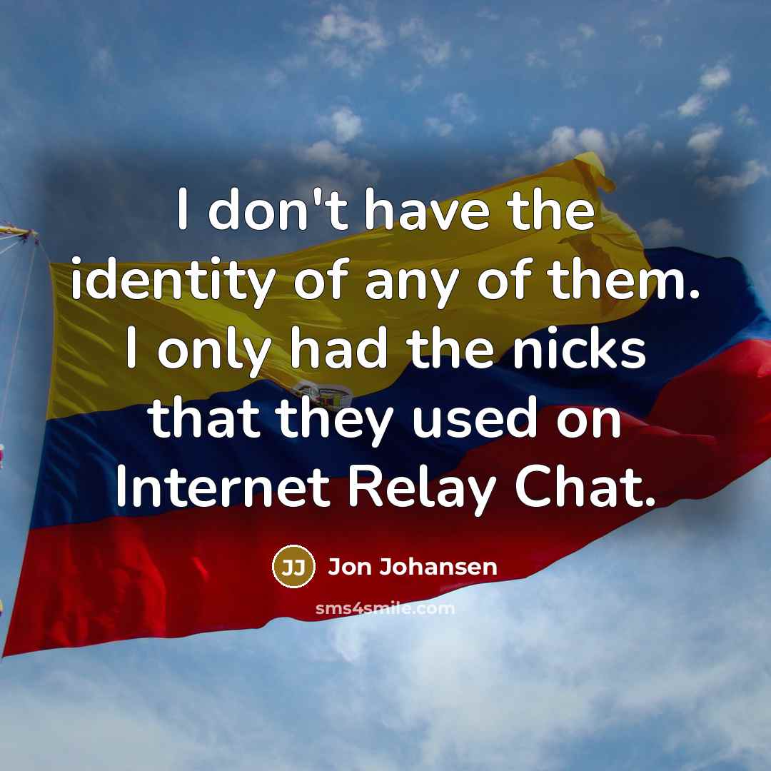 “I don't have the identity of any of them. I…” quote by Jon Johansen