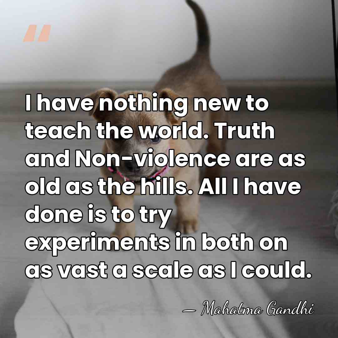 I have nothing new to teach the world. Truth and Non-violence are&hellip; - Mahatma Gandhi