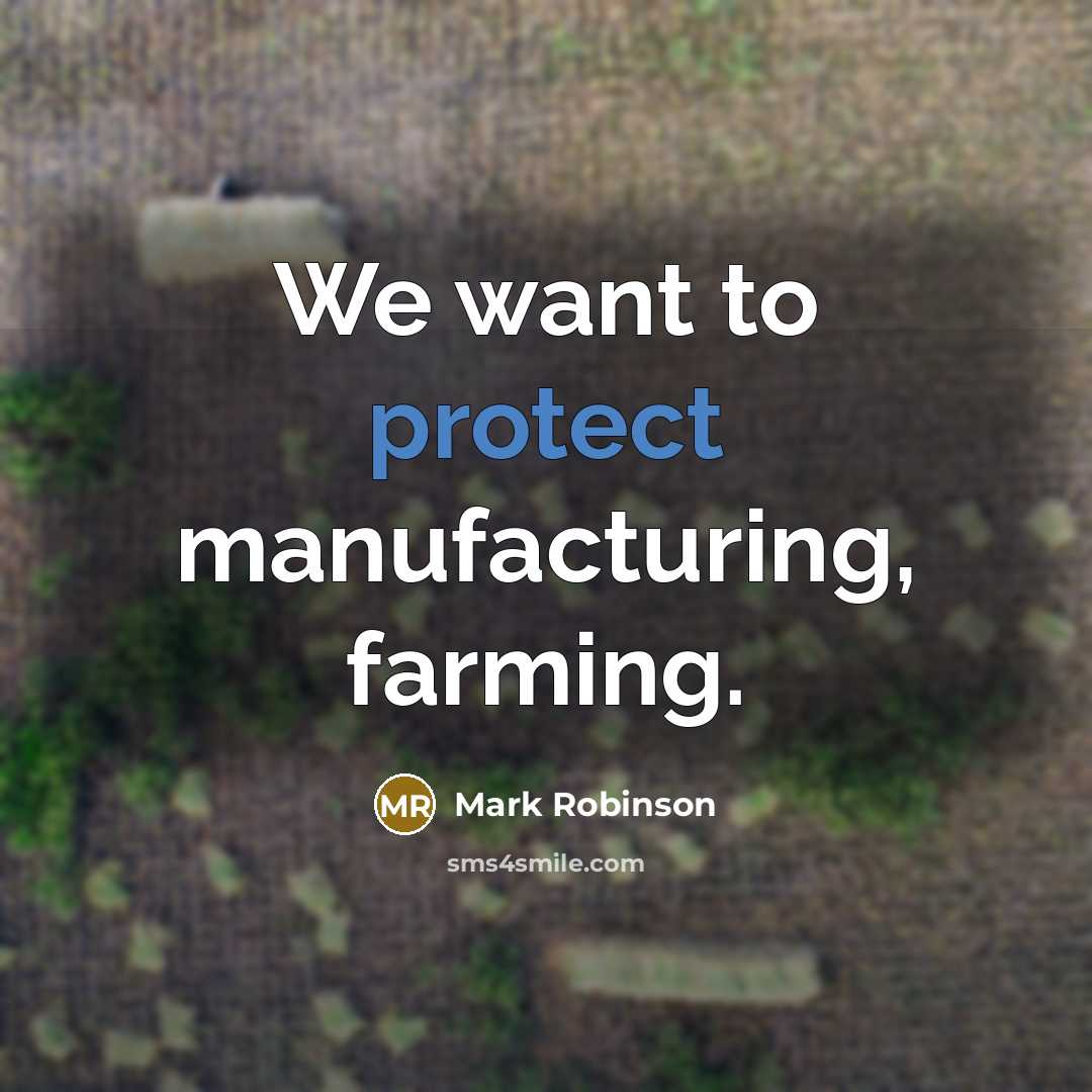 “We want to protect manufacturing, farming.…” quote by Mark Robinson