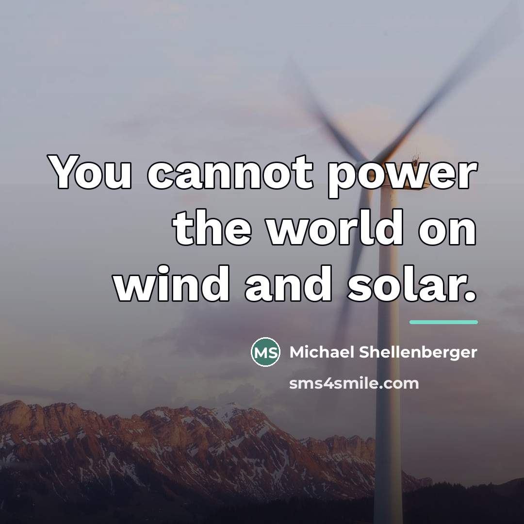 “You cannot power the world on wind and solar.…” quote by Michael Shellenberger
